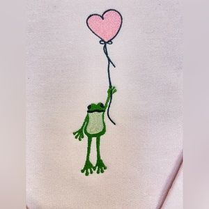 Valentine Frog Embroidered Sweatshirt
